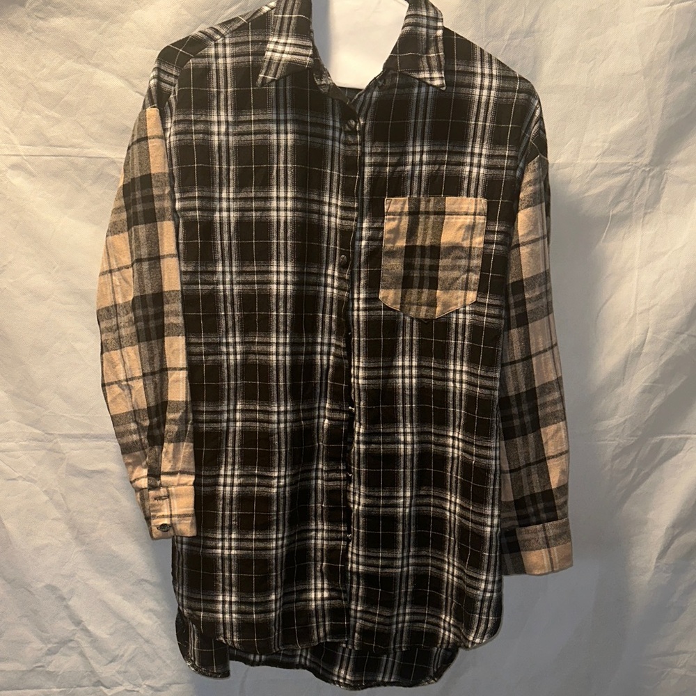 Plaid Button-Up Shirt Dress with Pocket